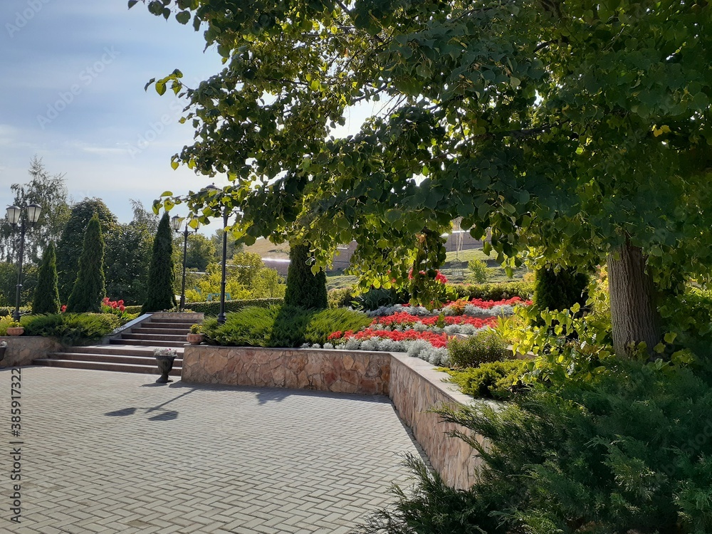 
park area in a monastery in Saratov, Russia