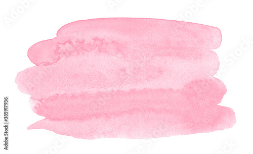 Pink Watercolor background with clear borders and spots. Watercolor brush stains. Frame with copy space for text.
