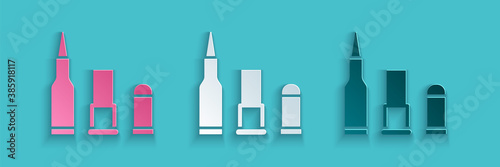 Paper cut Bullet icon isolated on blue background. Paper art style. Vector.