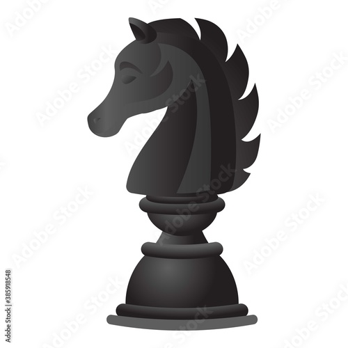 Black chess horse icon. Cartoon of black chess horse vector icon for web design isolated on white background