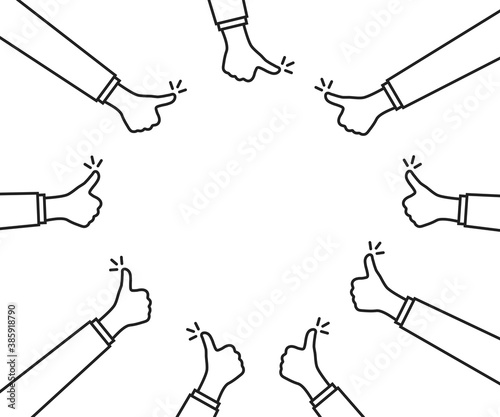 linear thumbs up around the empty place