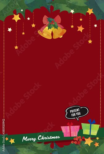 クリスマスカード 絵本の挿絵のような ほっこりイラスト（はがきサイズ 100×148mm 比率）