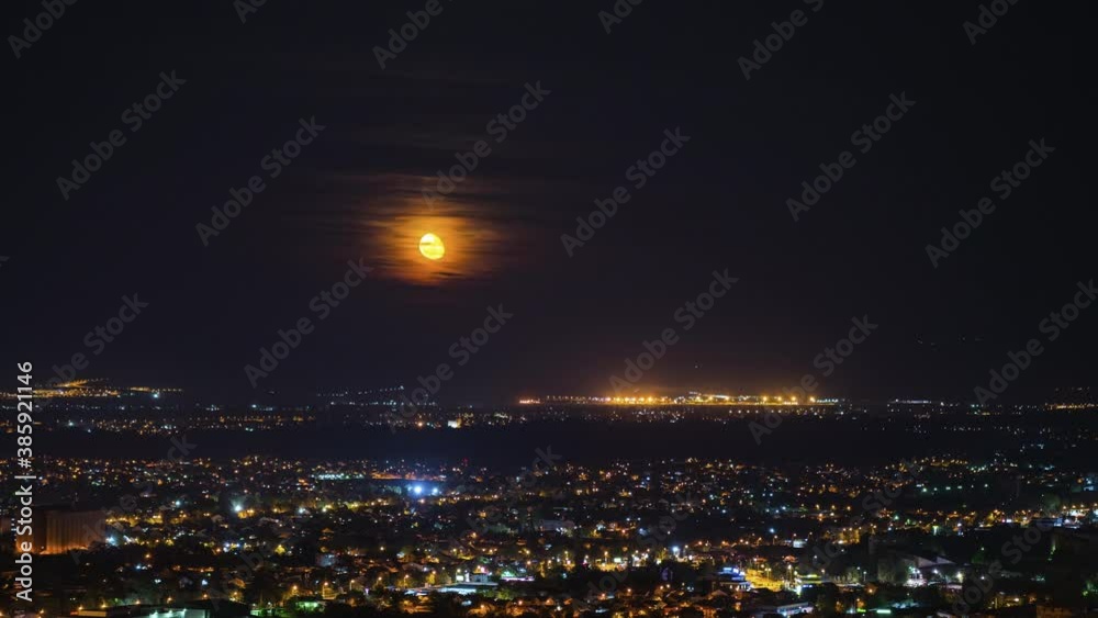 Moonrise timelapse at night time in Skopje Moonrise timelapse at night time in Skopje