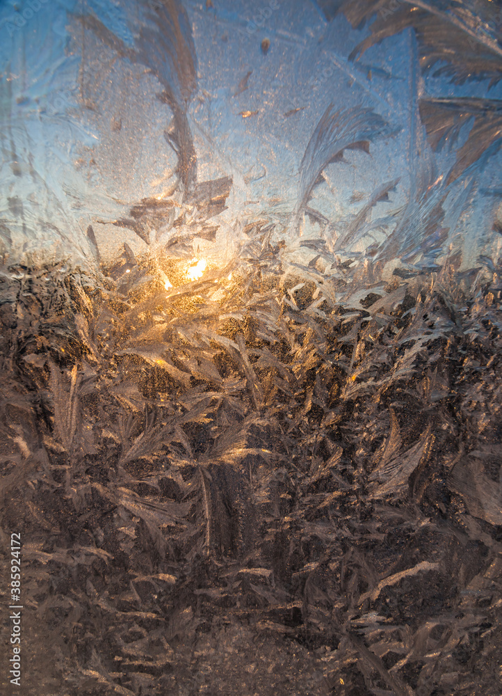 the frosty patterns on the window the frosty patterns on the window