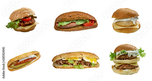 Food set  american burger and Sandwich