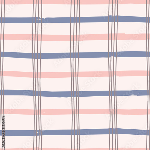 Textured gingham check overlapping stripe.Vector repeat pattern. Great for modern wallpaper, backgrounds, invitations, packaging design projects. Surface pattern design.