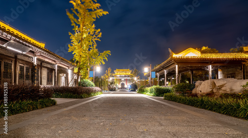 Night view of the old pier at Dongguankou, Suqian, China