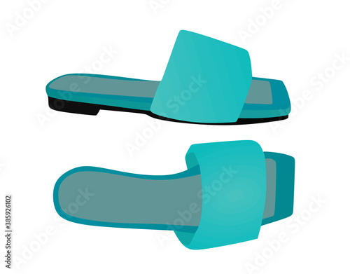 Blue woman sandal. vector illustration