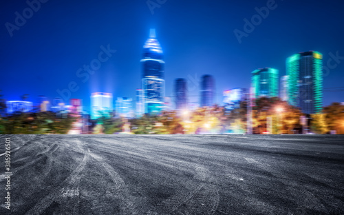 China modern city night view and streets
