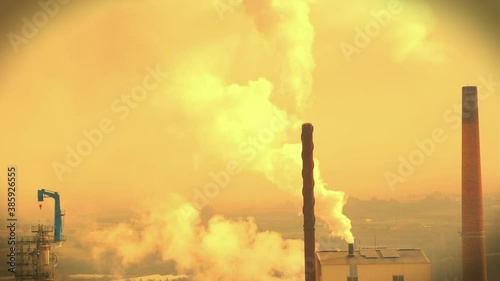 Factory with smoking chimneys. Navarre, Spain, Europe. photo