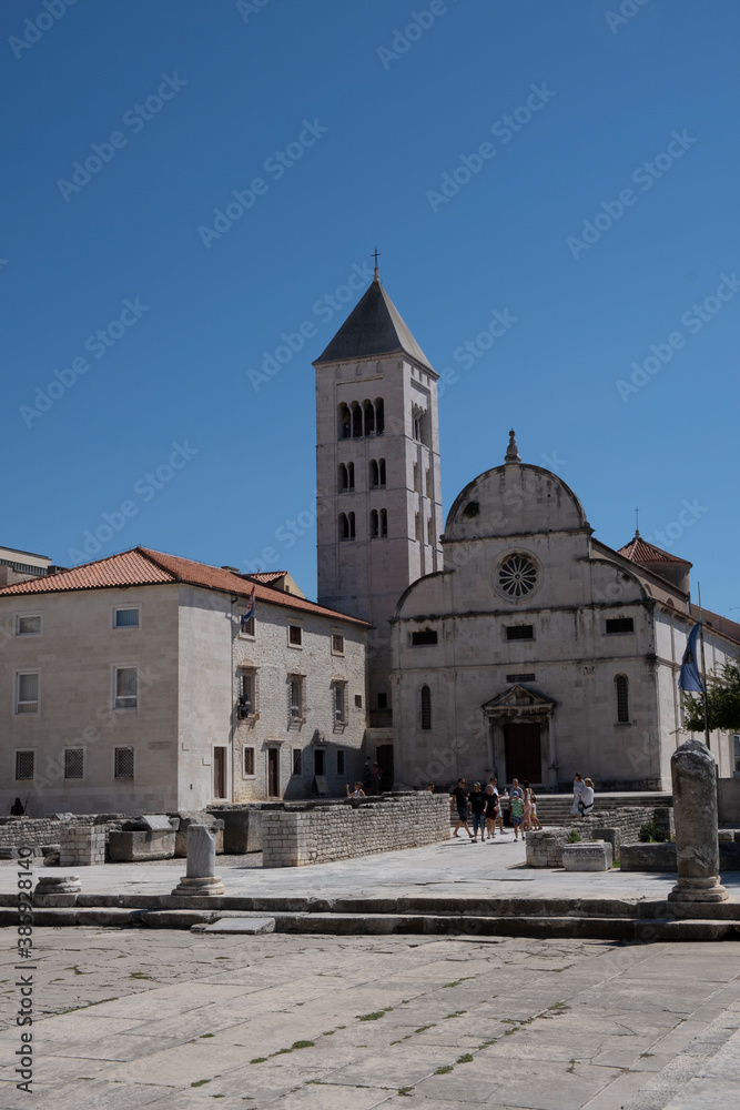 Historic center of the Croatian town of Zadar at the Mediterranean Sea, Europe.