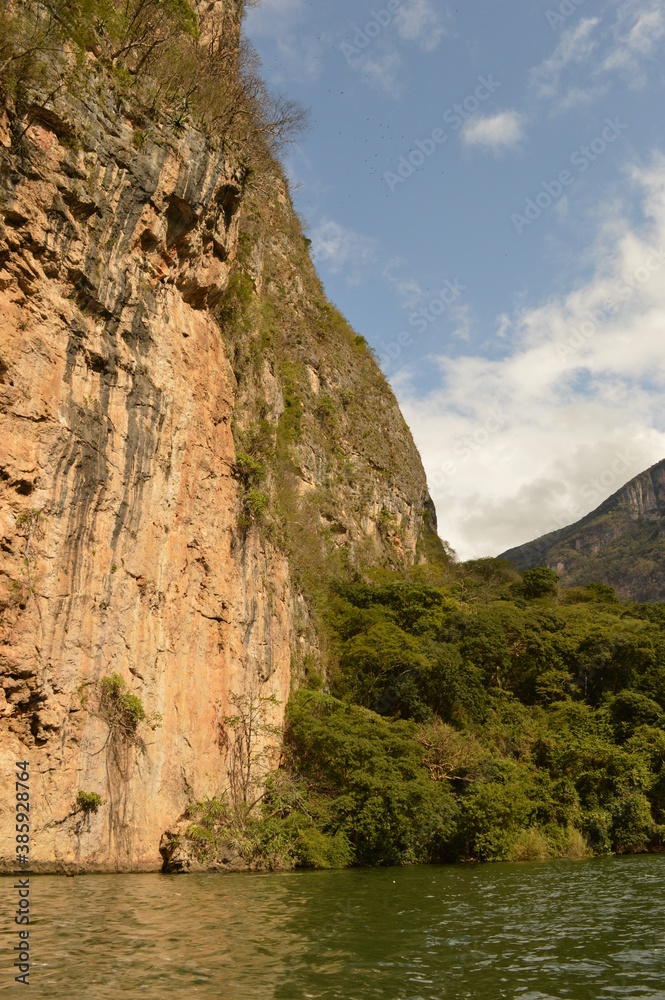 The steep and beautiful Sumidero Canyon in Chiapas, Mexico