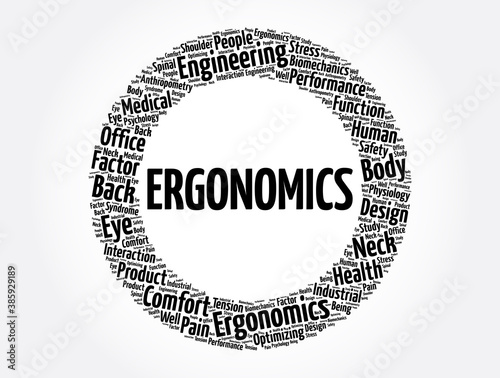 Ergonomics word cloud collage, concept background