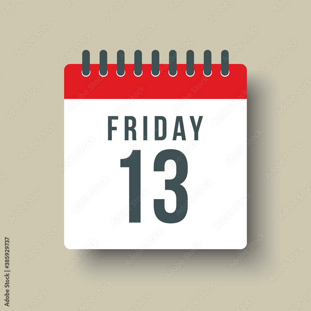Vector icon day page calendar, date Friday 13 Vector icon day page calendar, date Friday 13