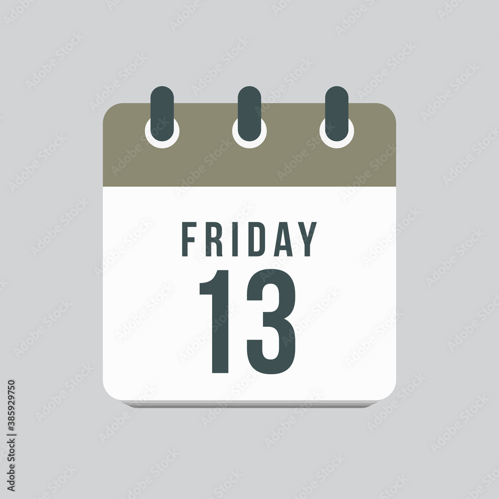 Vector icon day page calendar, date Friday 13 Vector icon day page calendar, date Friday 13