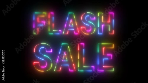 flash sale sign banner flicker light moving motion effect on black background