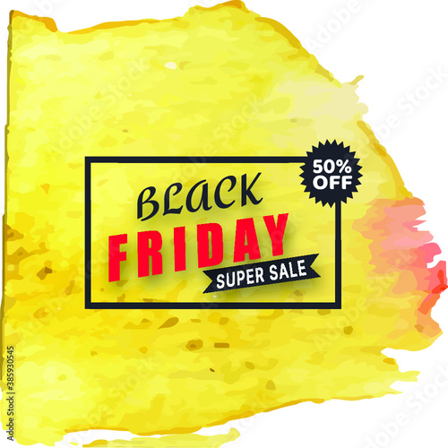 Black friday concept with watercolor brush sell banner Premium Vector