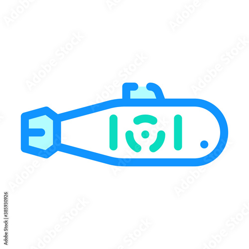 nuclear submarine color icon vector flat illustration