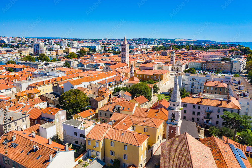 Aerial view of the Old Town of Zadar, Croatia