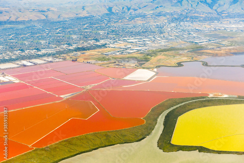 Fotografija Aerial view of salt ponds near San Francisco in California
