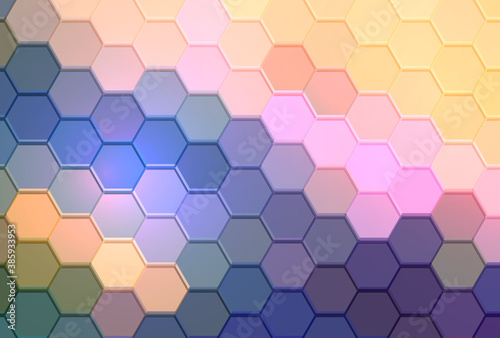 Hexagon mosaic background, abstract honeycomb colorful vector design.