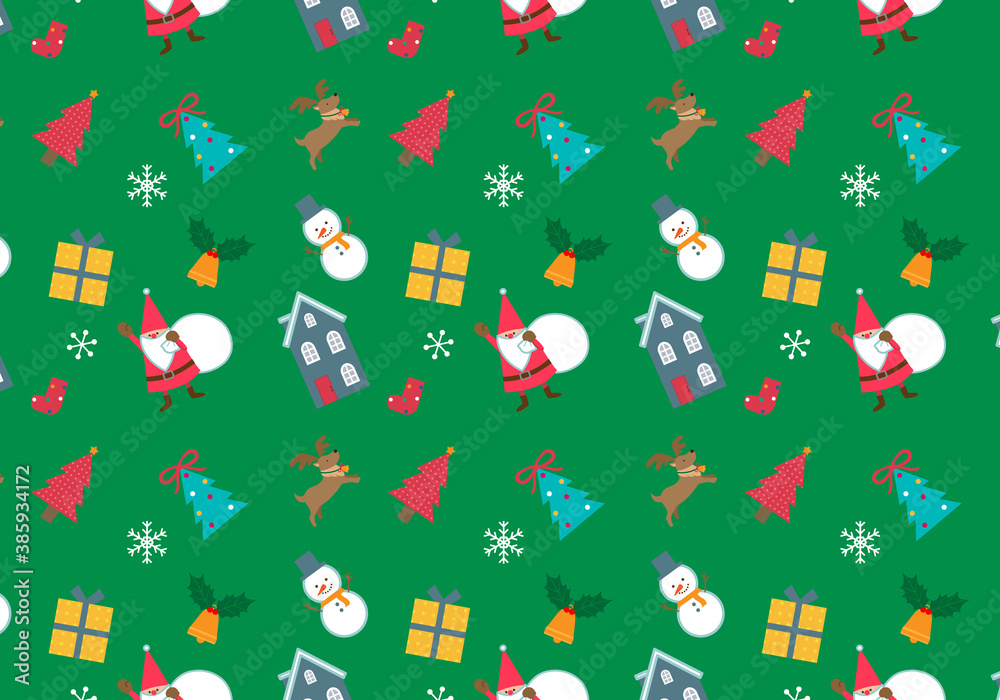 Fototapeta premium クリスマスイラスト シームレスパターン 
