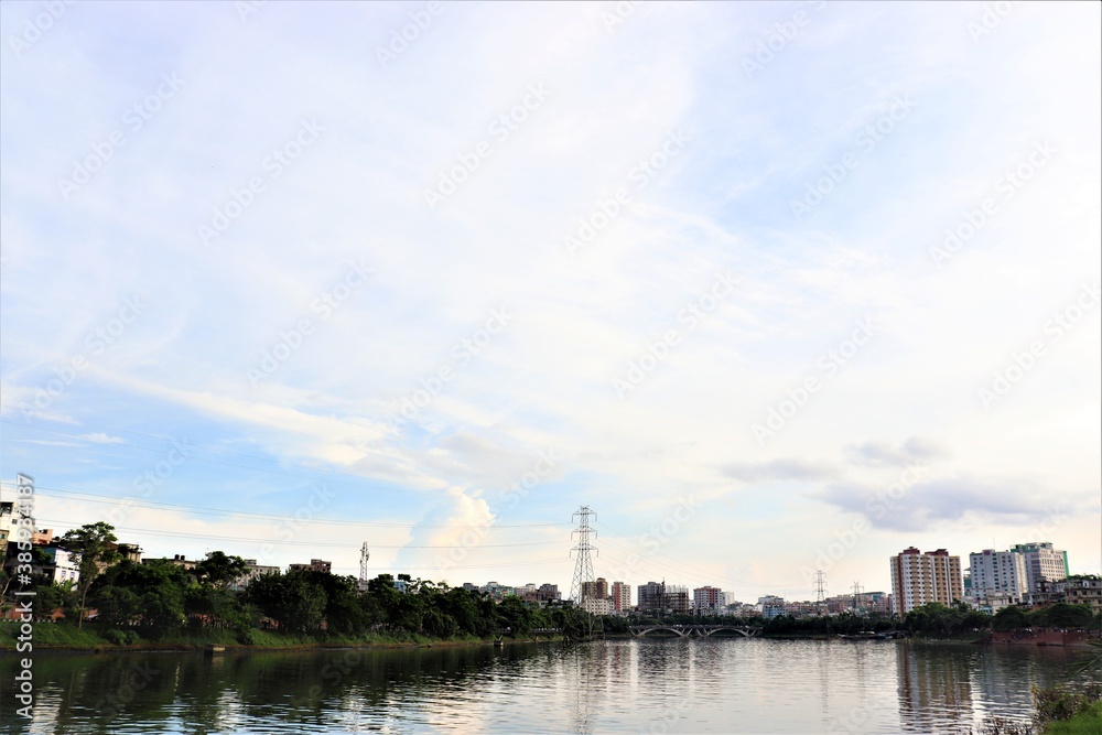 Naklejka premium Beautiful Hatirjhil lake in Dhaka
