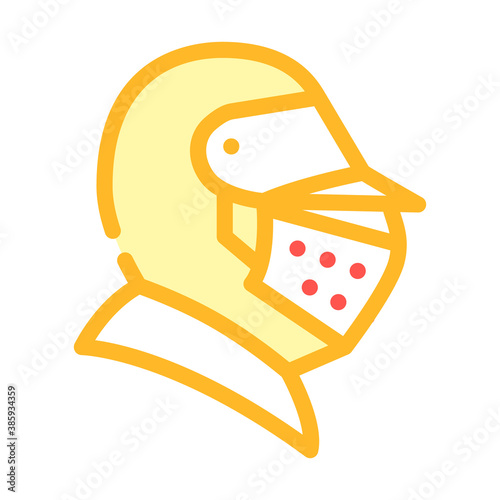 knight helmet color icon vector flat illustration