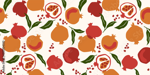 Vector seamless pattern with pomegranate.Modern abstract design for paper, cover, fabric, interior decor and other users.