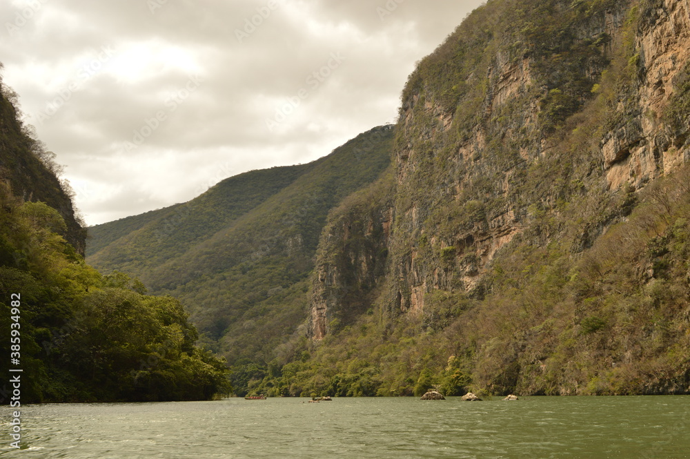 The dramatic and deep Sumidero Canyon in Chiapas, Mexico