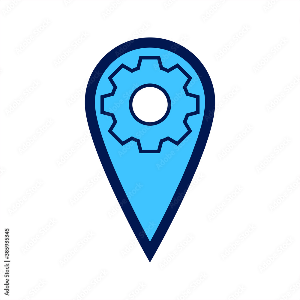 setting icon. setting with location symbol. Concept of location setting . Vector illustration, vector icon concept. setting icon. setting with location symbol. Concept of location setting . Vector illustration, vector icon concept.