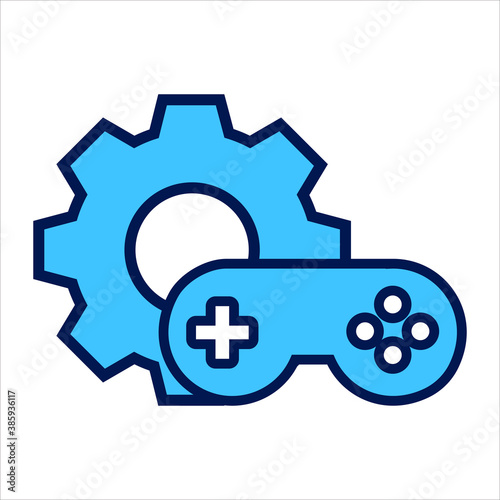 setting icon. setting with game symbol. Concept of game setting . Vector illustration, vector icon concept.