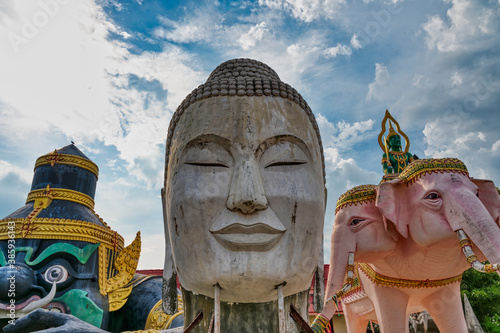 Chachoengsao / Thailand / September 4, 2020 : Wat Udom Mongkol, This temple is the last temple of Luang Por Ottam.  The master monk from Wat Wang Wiwekaram Sangkhla Buri. Buddha statue at temple photo