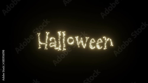 Halloween text Beautiful Sparkling Fireworks Letters on black background