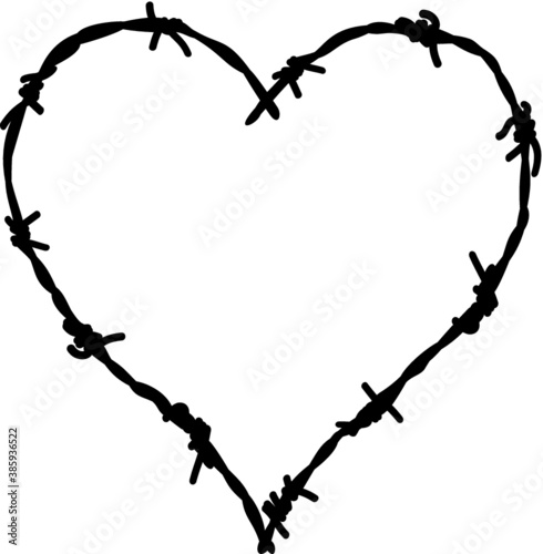 Vector illustration of the barb wire heart
