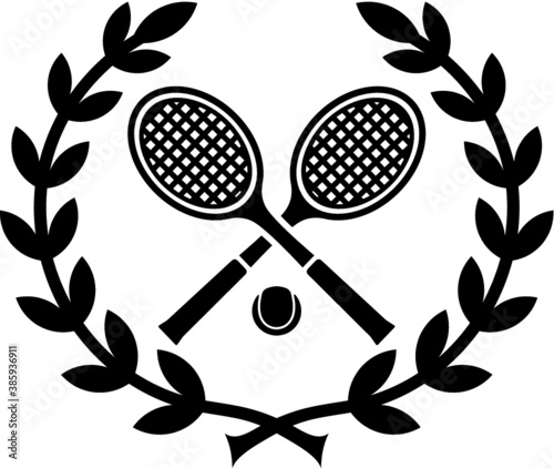 Vector illustration of the tennis set in wreath