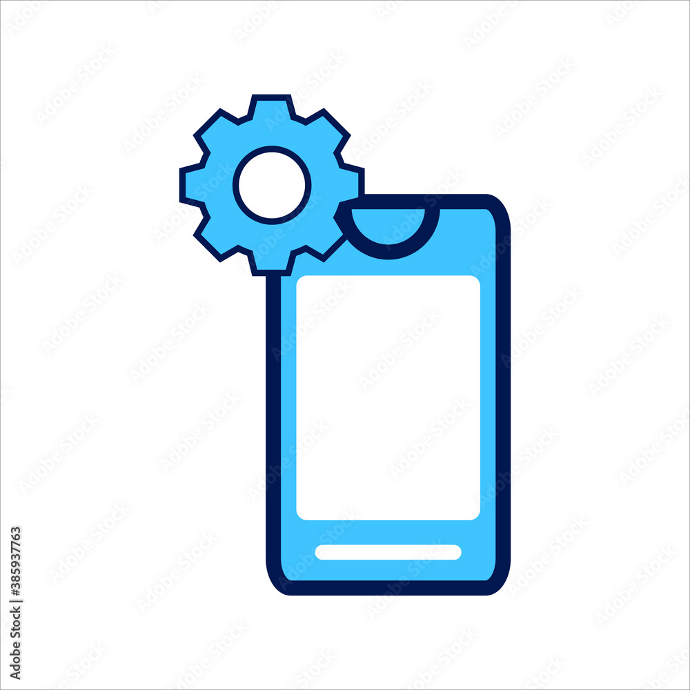 setting icon. setting with smartphone symbol. Vector illustration, vector icon concept. setting icon. setting with smartphone symbol. Vector illustration, vector icon concept.