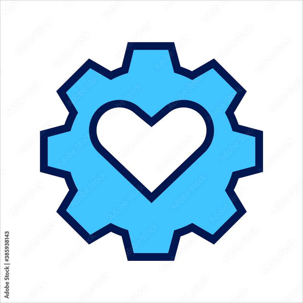 setting icon. setting with heart love symbol. Concept of health setting . Vector illustration, vector icon concept.