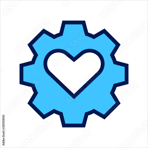 setting icon. setting with heart love symbol. Concept of health setting . Vector illustration, vector icon concept.