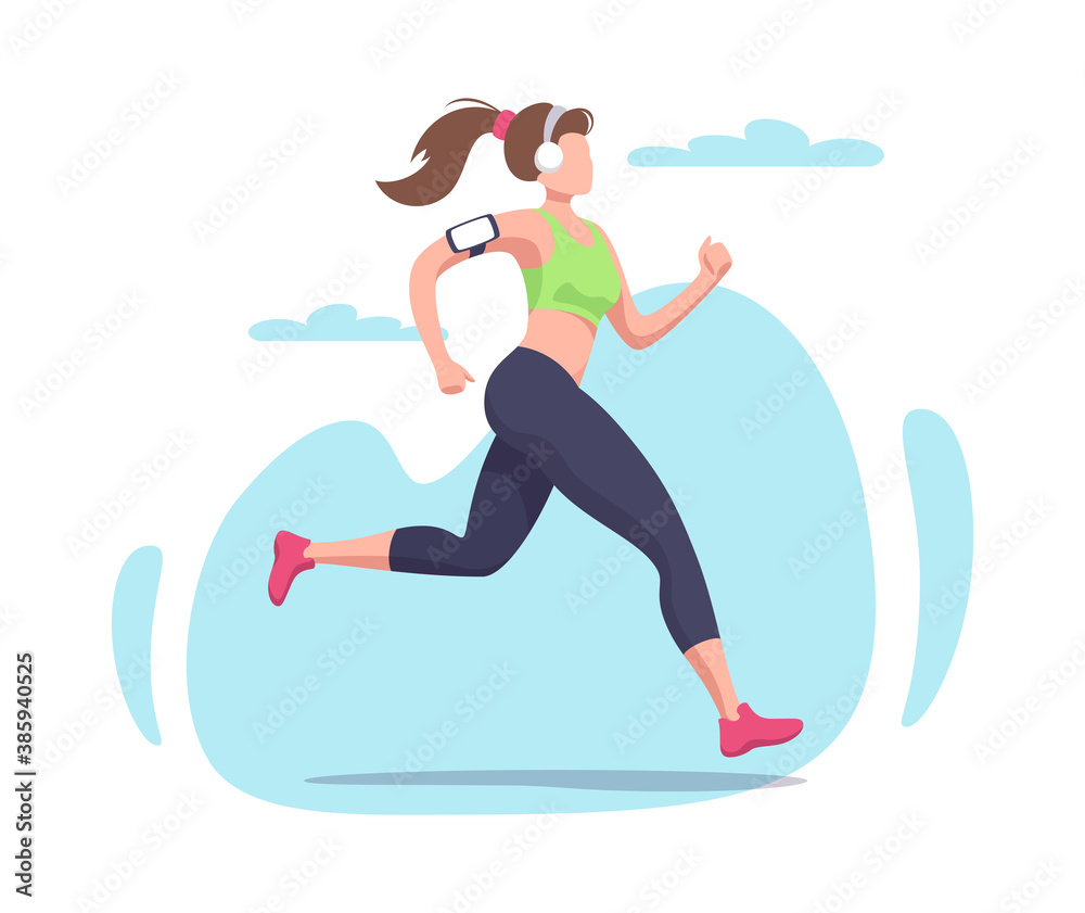 Flat running woman. Athlete, fitness, sport. Vector illustration Flat running woman. Athlete, fitness, sport. Vector illustration