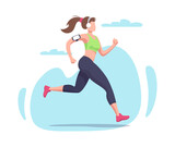 Flat running woman. Athlete, fitness, sport. Vector illustration