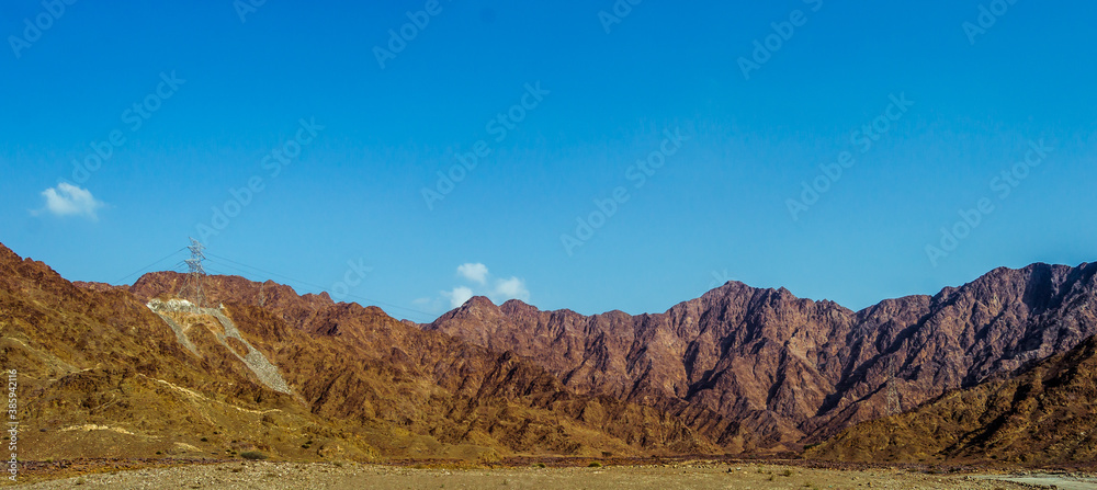 Rocky Mountain Of Dibba Fujeirah in the UAE with Clear Blue Sky