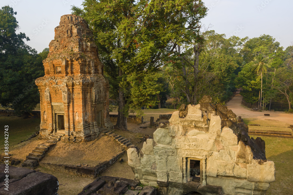 The five-level temple mountain Bakong is located near the city of Siem Reap in Cambodia