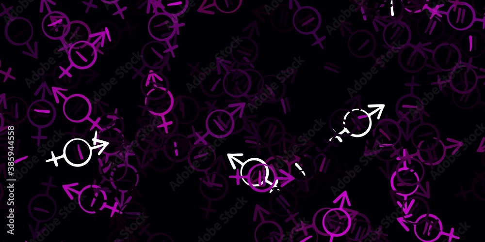 Light Purple vector texture with women's rights symbols.