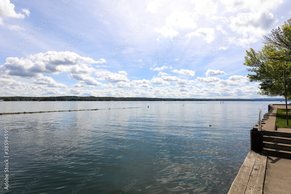 Canandaigua Lake view in the morning from the city pier