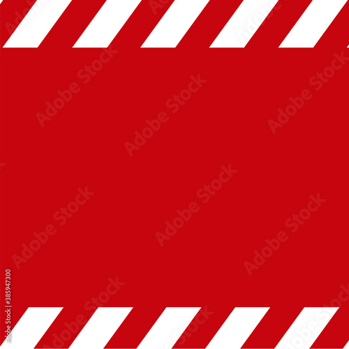 Red caution or candy cane square warning sign empty background warning sign for construction, traffic, or Christmas concepts.	