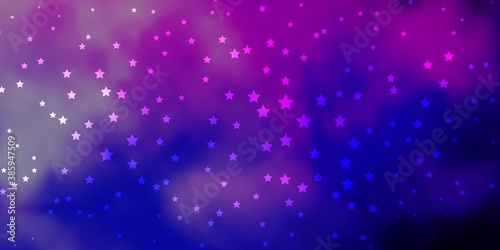 Dark Pink, Blue vector pattern with abstract stars.