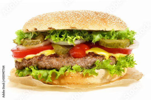 Grilled Cheeseburger on White - Isolatedon white Background