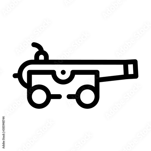 medieval cannon line icon vector black illustration