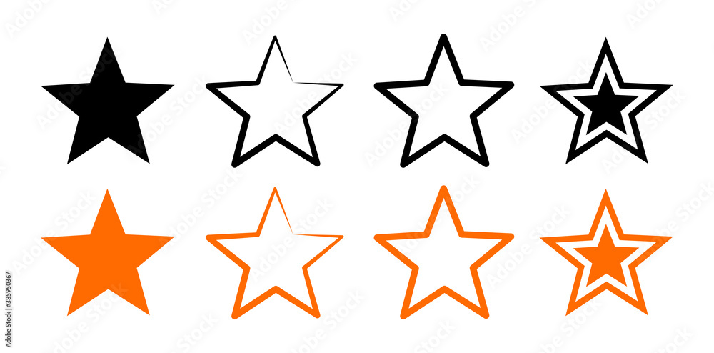 Fototapeta premium Star, icon. Set of stars on white background. Vector illustration.